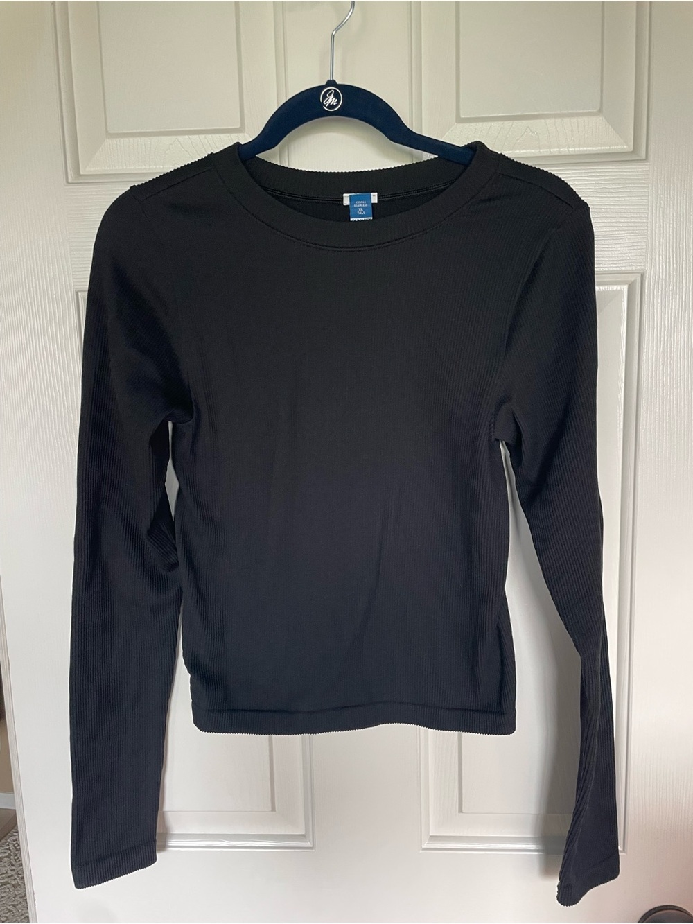 Old Navy Black Ribbed Long-Sleeve Crew Top